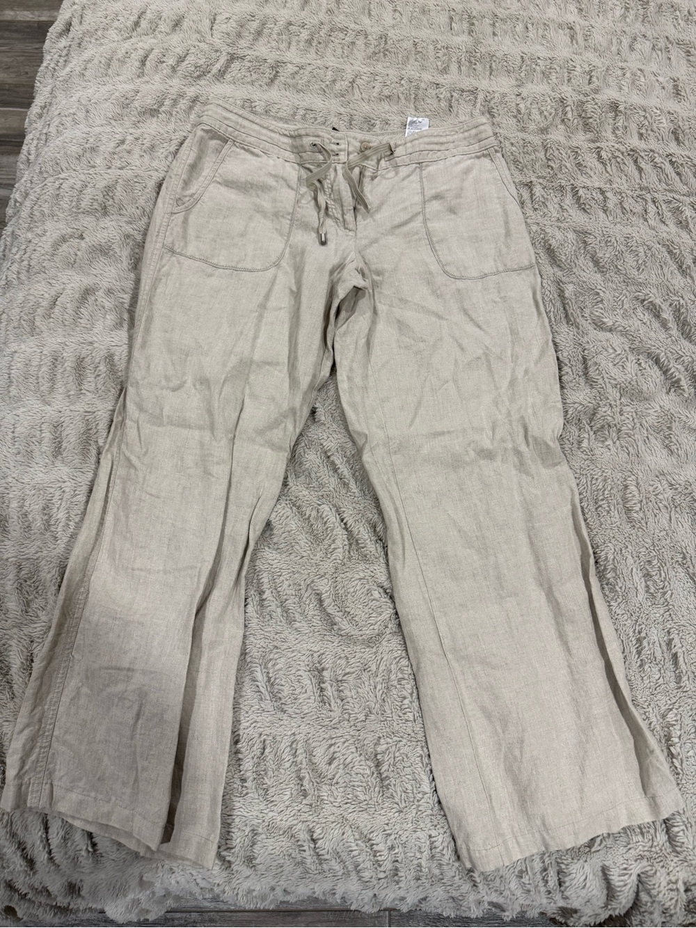 Tommy Bahama Beige Linen Blend Drawstring Pants